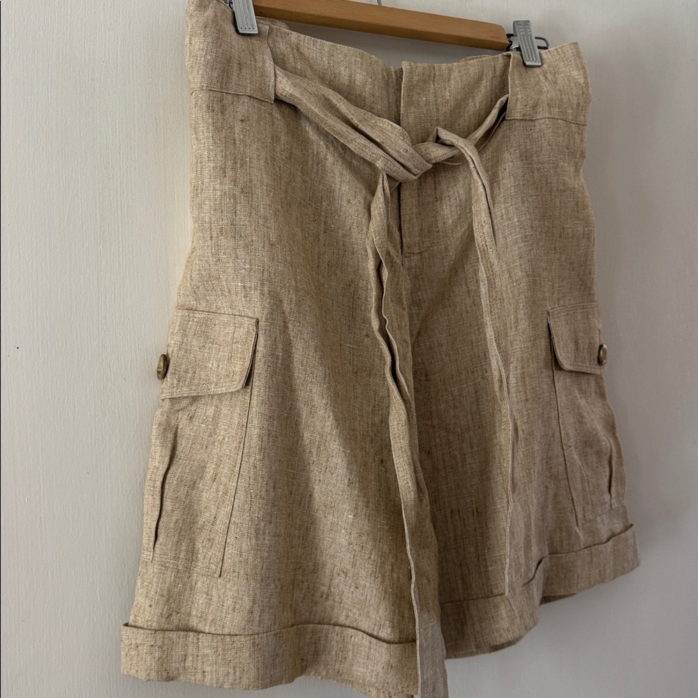 YA-YA Linen Tie Cargo Shorts